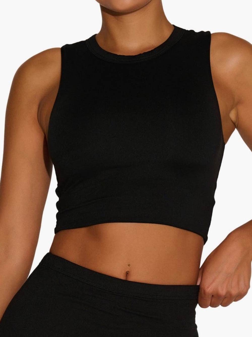 Naked Wardrobe Black Sleeveless Crop Tank